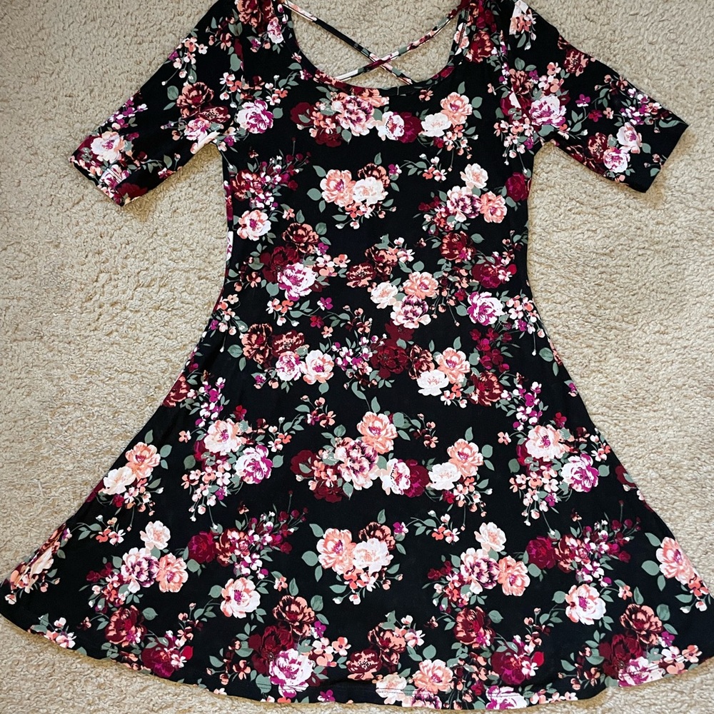 Joe Boxer Floral Black Mini Dress